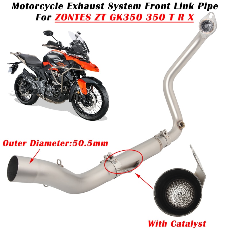 

Слипоны для ZONTES ZT 350 GK GK350 T X R T1 X1 T2 модифицированный глушитель выхлопной трубы мотоцикла 51 мм передняя Соединительная труба с катализатором