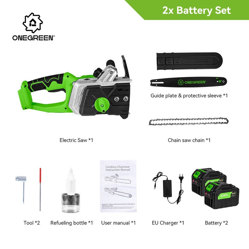 

ONEGREEN Бесщеточная аккумуляторная цепная пила 16 дюймов 8000 Вт