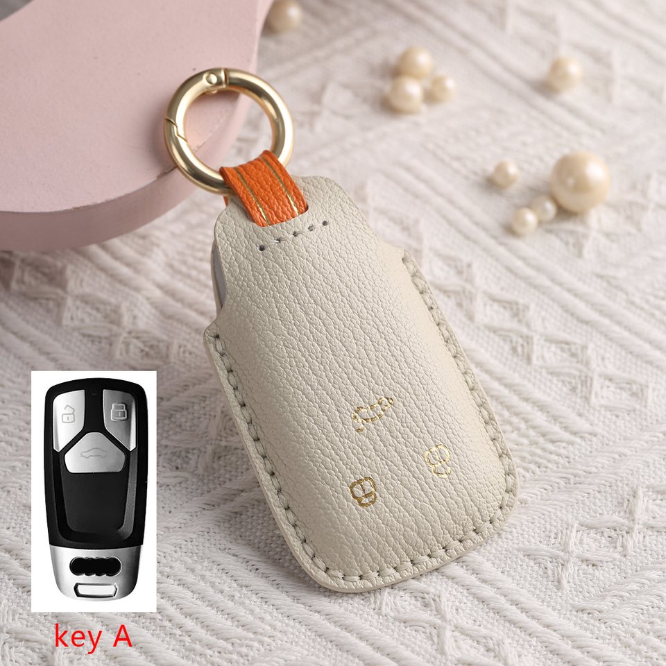 

Кожаный Автомобильный Брелок для Audi A6 A6L A7 A8 A8L A3 E-tron 55 Q7 Q8 C8 2019 2020 2021, аксессуары