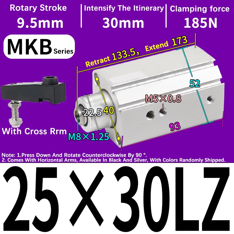 

Цилиндрические пневматические цилиндры MKB25/32-10R/20L/30R с отверстием под углом 90 градусов, 32 мм, 40 мм