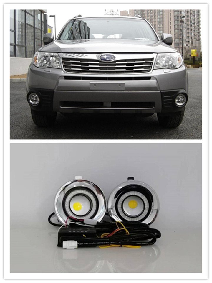 

Светодиодные противотуманные фары в сборе для Subaru Forester 2009 2010 2011 2012, передний бампер, противотуманные фары, сменные комплекты дневных фонарей «ангельский глаз»