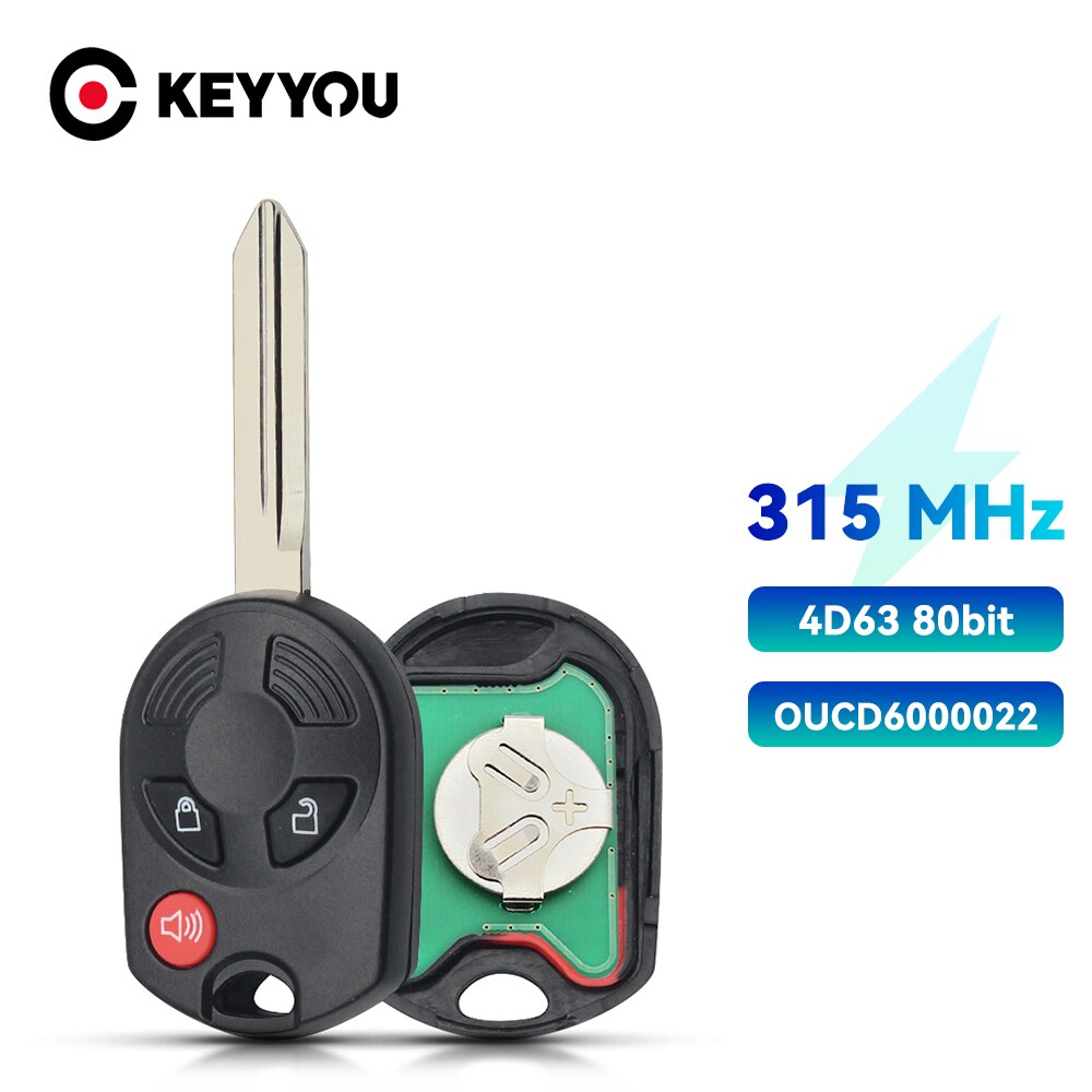 

Заполненный телефон KEYYOU с 4 кнопками, чип ID63 80 бит для Ford Edge Escape Focus Lincoln Mazda Mercury OUCD6000022 315 МГц