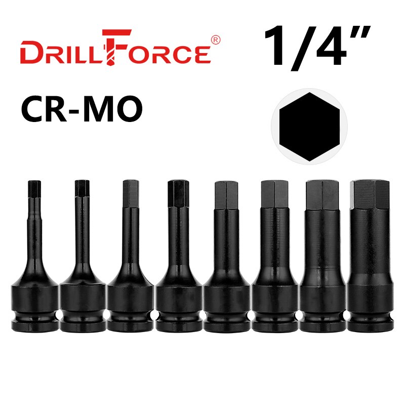 

Drillforce Адаптер торцовой головки 1/4", Chrome-Molybdenum Steel, H3/H4/H5/H6/H7/H8/H10
