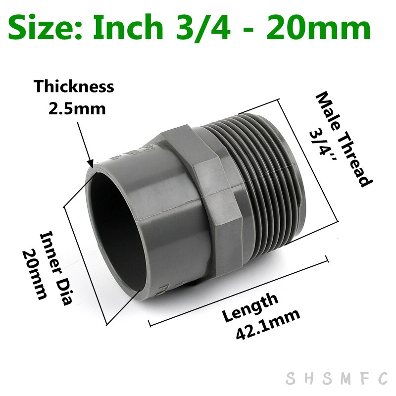 

ПВХ переходник 3/4"-2,5" до 20-63 мм