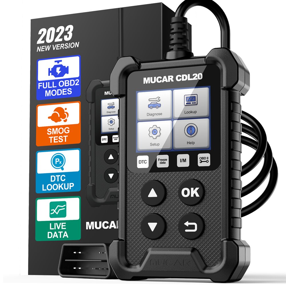 

Новый сканер MUCAR CDL20 Obd2, инструменты для автоматической диагностики, бесплатный пожизненный автомобильный считыватель кодов, проверка двигателя, полный OBD, 2 функции