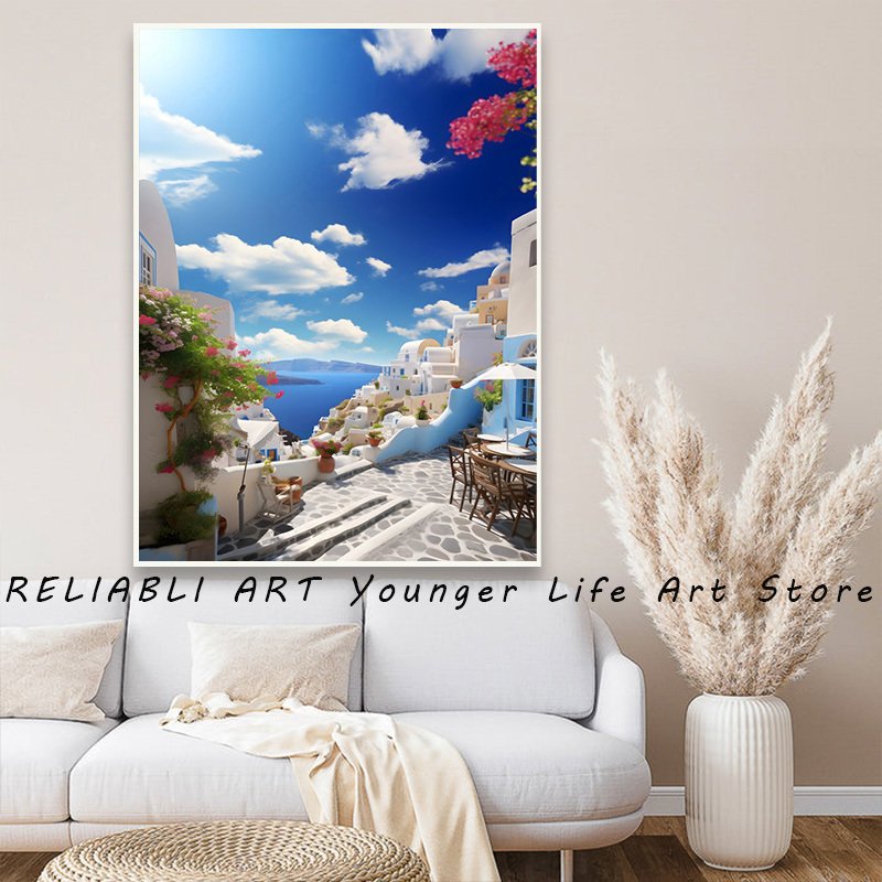 

RELIABLI ART Современная живопись "Санторини небесно-белое облако"