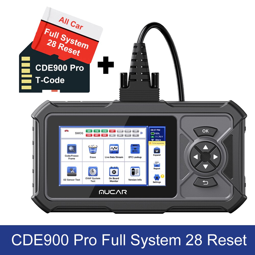 

Диагностический сканер MUCAR CDE900 Pro OBD2 EOBD, выдвижной полноразмерный сканер с 28 режимами сброса, кодирование ЭБУ, дополнительные инструменты для диагностики автомобиля