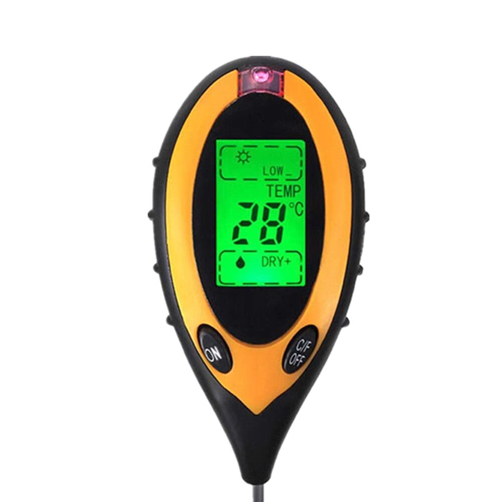 

4-в-1 Цифровой pH-метр Почвы С Измерением Температуры, Солнечного Света, Влажности, Колориметр, Монитор Садовых Растений