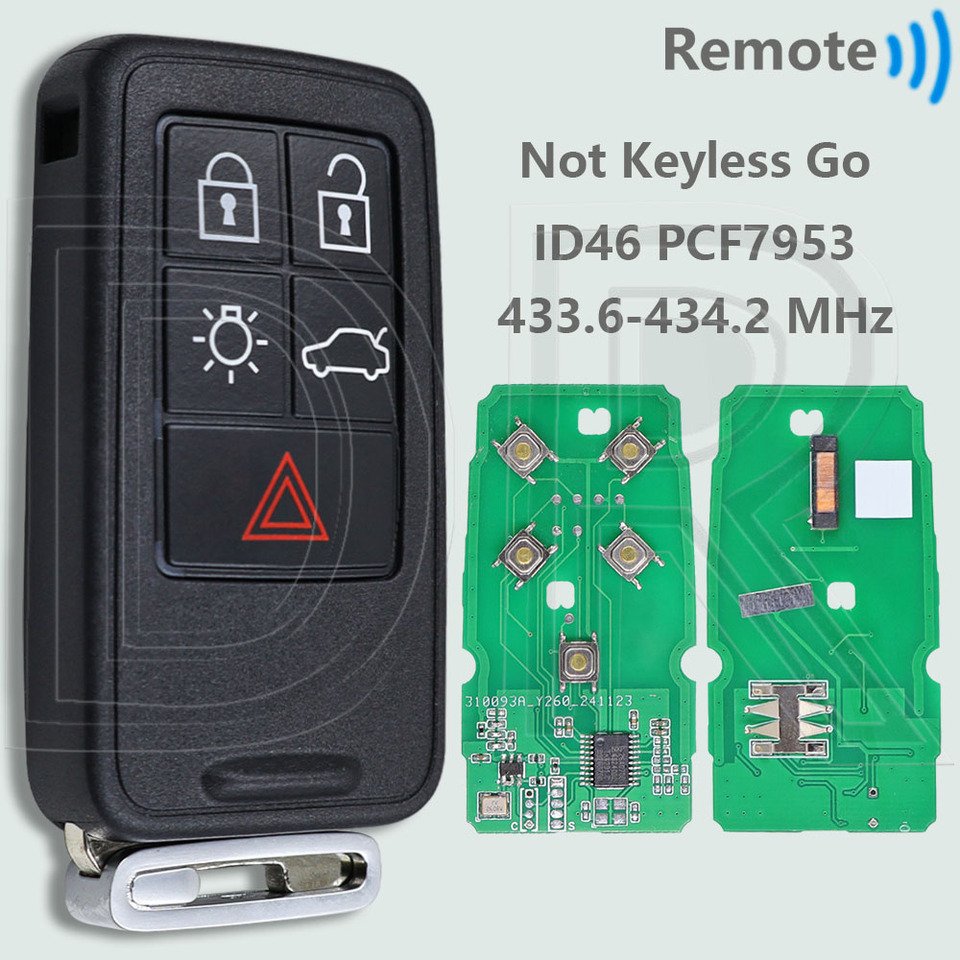 

DR 434/868/902 МГц ID46 PCF7953 Чип Half Smart/Keyless Go Автомобильный дистанционный ключ для Volvo S60 S60L V40 V60 V70 XC60 XC70 S90 XC90 S80