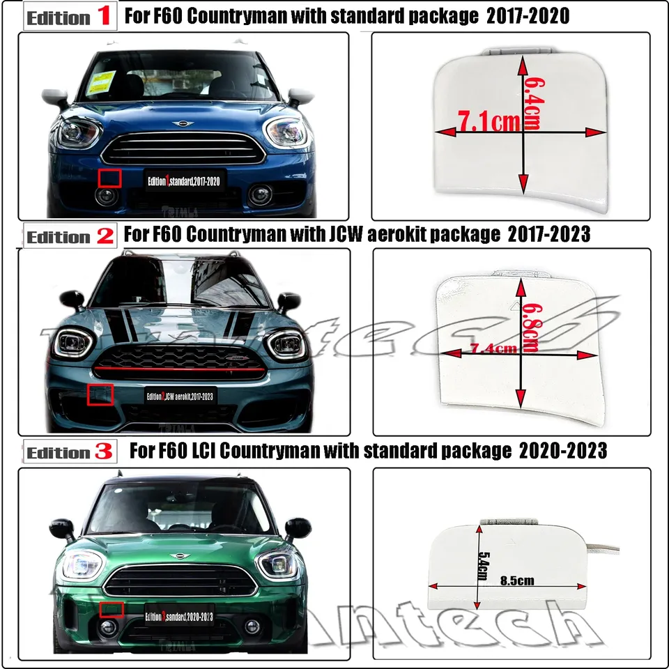 

Передняя крышка буксировки подходит для 17-23 MINI Countryman F60 SUV Base Cooper D S SD SE ALL4 One 1.5T 2.01T JCW Бампер с крючком и проушиной Буксировочная крышка