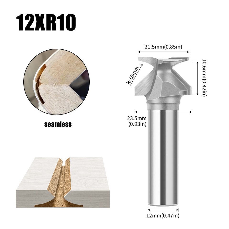 

R10 Интегрированный нож для гибки дуги 6 мм 12 мм 1/4 "1/2" хвостовик Деревообрабатывающий фрезерный станок для гибки дуги Фреза для дверного шкафа