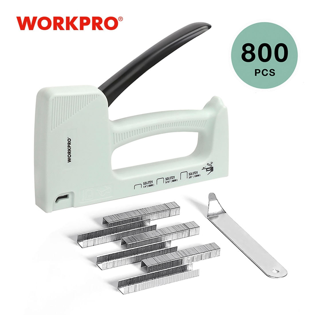 

Ручной степлер WORKPRO, пластиковый степлер с 800 скобами, 6 мм/8 мм/10 мм