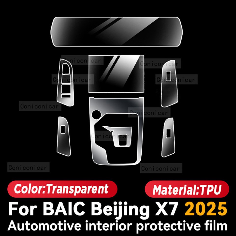 

ТПУ для BAIC NEW BEIJING X7 2025 прозрачная защитная пленка для салона автомобиля, центральная навигационная панель управления, авто наклейка