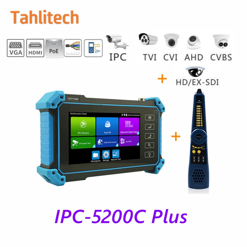 

Tahlitech 4K Тестер камеры видеонаблюдения 8MP AHD CVI TVI CVBS IP-камера HD-дисплей Видеомонитор 5-дюймовый IPS сенсорный экран IPC-тестер Инструмент