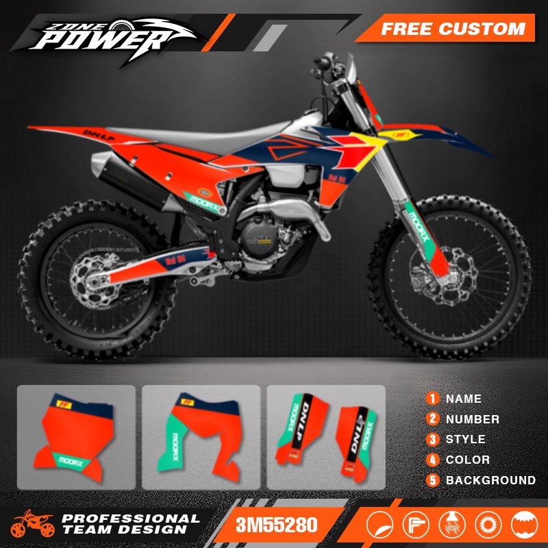 

Персонализированные графические фоны Powerzone Team, наклейки, наборы наклеек для KTM EXC EXC-F XCW 2024 2025 2026 SX SXF 2023 2024 2025 43