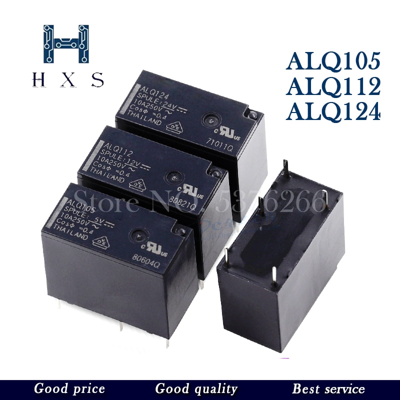 

5 шт. реле ALQ105 ALQ112 ALQ124 JQ1P-5V-F JQ1P-12V-F JQ1P-24V-F 10A 5-контактное реле