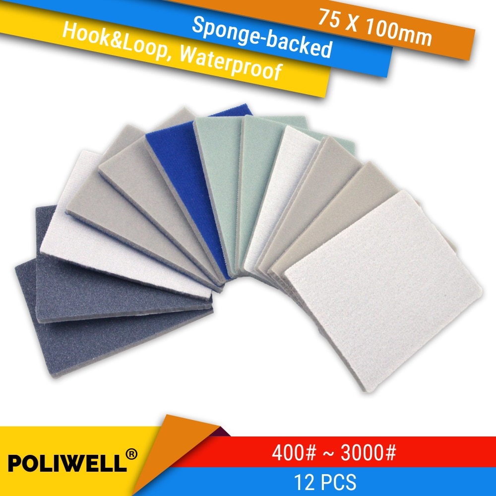 

Шлифовальная губка POLIWELL 12 шт., 400/600/1000/3000