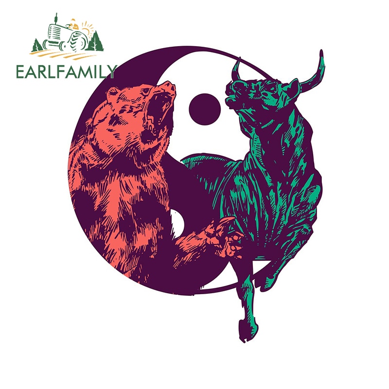 

Виниловая наклейка EARLFAMILY, 13 см х 9 см, с изображением медведя и быка, для дома на колесах, окна, аниме, фургона, устойчивая к царапинам, водостойкая наклейка для грузовика