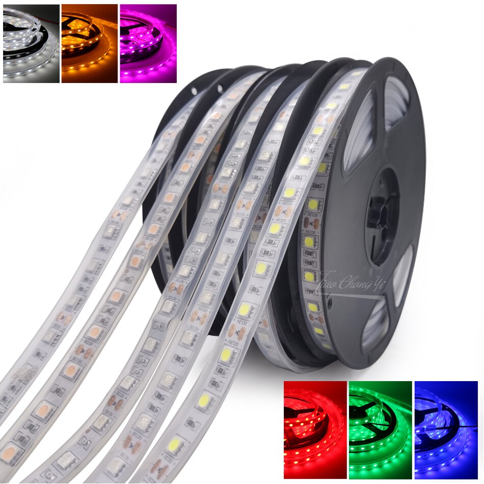 

TiaoChongYi RGB светодиодная лента 5050 60leds/м водонепроницаемая 5м