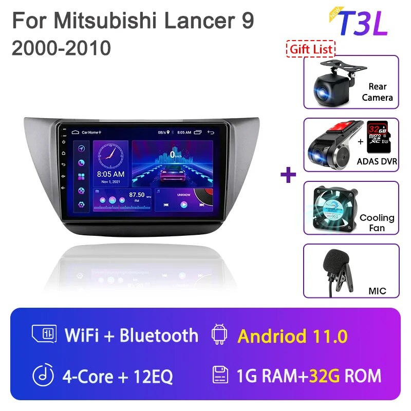

Srnubi для Mitsubishi Lancer 9 CS 2000-2010 Android 12 Автомобильный радиоприемник Мультимедийный плеер 2 Din GPS Carplay Стерео DVD Динамики 2din