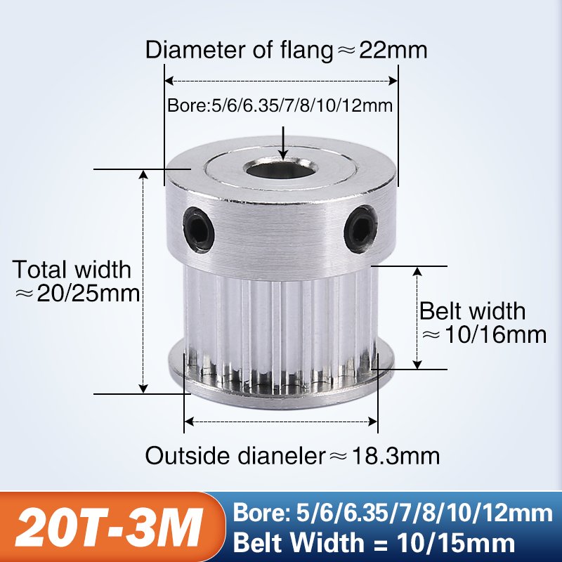 

Шкив SANBrother HTD 3M 20 зубов алюминиевый