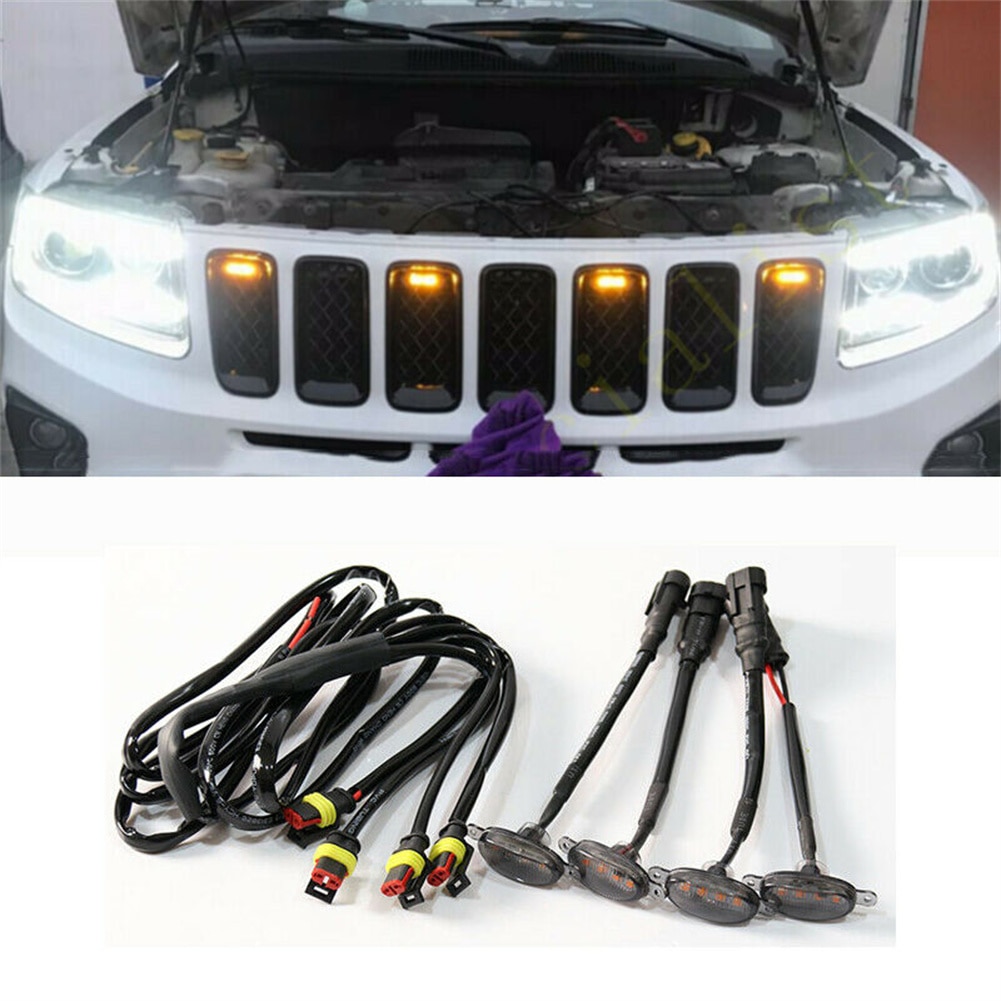 

4 шт., передняя решетка для автомобиля Jeep Grand Cherokee 2003-2021