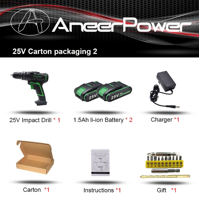 

Беспроводная дрель ANEERPOWER 25В