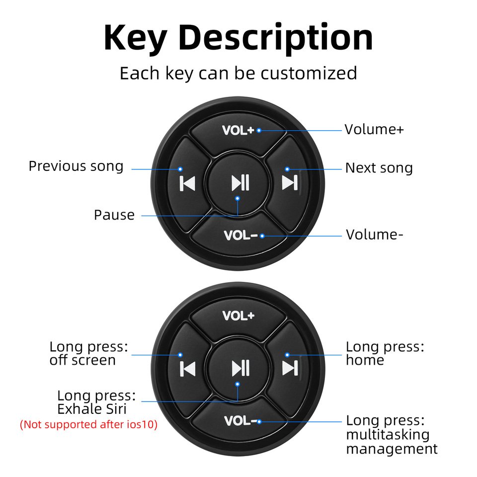 

Автомобильный руль, беспроводной Bluetooth-совместимый пульт дистанционного управления, кнопка 5KEY для Android IOS, автомобильный комплект, Стайлинг, громкость мультимедиа на заказ
