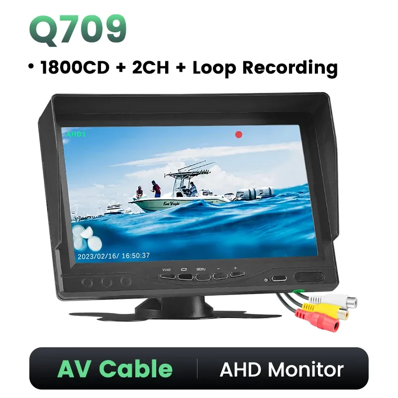 

7-дюймовый квантовый точечный IPS QLED дисплей AHD DVR монитор для грузовика, автомобиля, рыбалки, поддержка 1080P камеры, циклическая запись видеоплеер