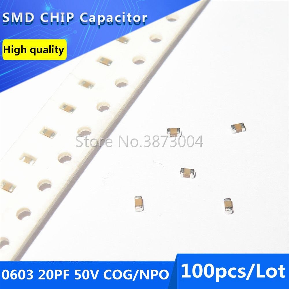 

100 шт 0603 20PF 50V COG/NPO 5% SMD чип конденсатор