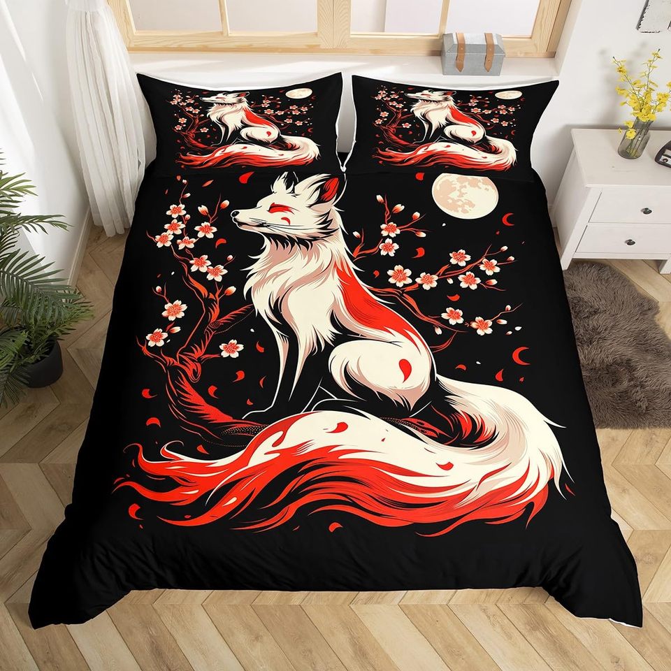 

Комплект постельного белья Red Fox, зимний снежный пододеяльник, пододеяльник с дикими животными, милый пододеяльник из полиэстера с лисой и 2 наволочками
