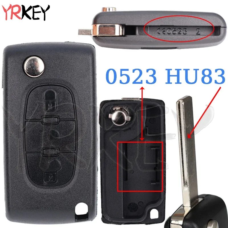 

Чехол для дистанционного ключа YRKEY для Peugeot 207 307 308 407 607 807 для Citroen C2 C3 C4 C5 C6, корпус ключа CE0523 CE0536 HU83/VA2, кнопка 2/3