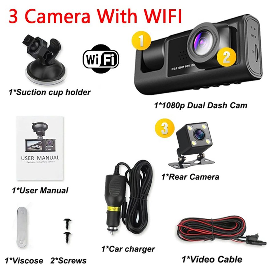 

Видеорегистратор Wi-Fi Автомобильный видеорегистратор 1080P Full HD Камера заднего вида Зеркальный привод Видеорегистратор Видеорегистратор Монитор парковки Ночное видение Черный ящик