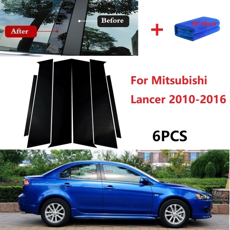 

6 шт. полированные столбы для стойки подходят для Mitsubishi Lancer 2010-2016 обшивка для окна BC наклейка на столб