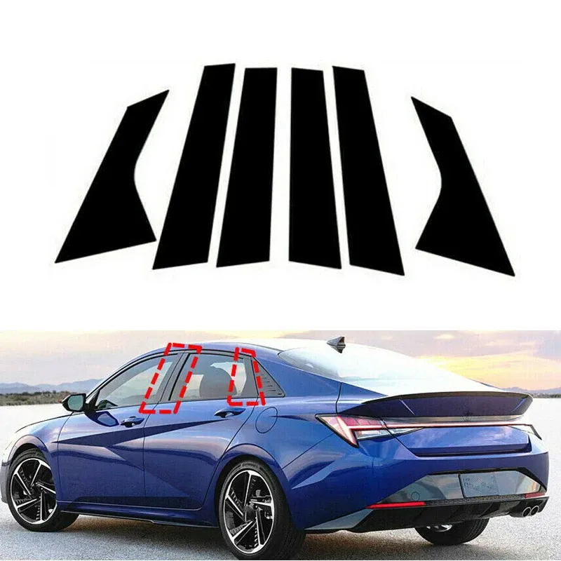 

6 Шт. Глянцевые Черные Накладки На Стойки Окон Для Hyundai Elantra Avante I30 Sedan 2021-2023, Молдинги На Двери Автомобиля