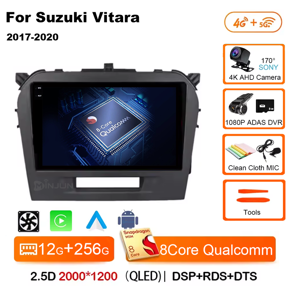 

Android 14 Carplay Auto Qualcomm автомобильный радиоприемник мультимедийный плеер для Suzuki Vitara 2017 2018 2019 2020 авторадио стерео головное устройство