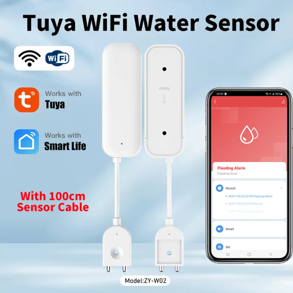 

Tuya Smart WiFi Датчик Обнаружения Утечки Воды Беспроводная Сигнализация Обнаружения Затопления С Дистанционным Управлением Ч...