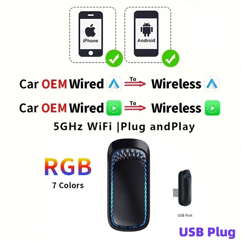 

Беспроводной адаптер CarAiBOX CarPlay, ключ CarPlay с USB Plug and Play, автоматическое подключение телефона Smart Link для CarPlay