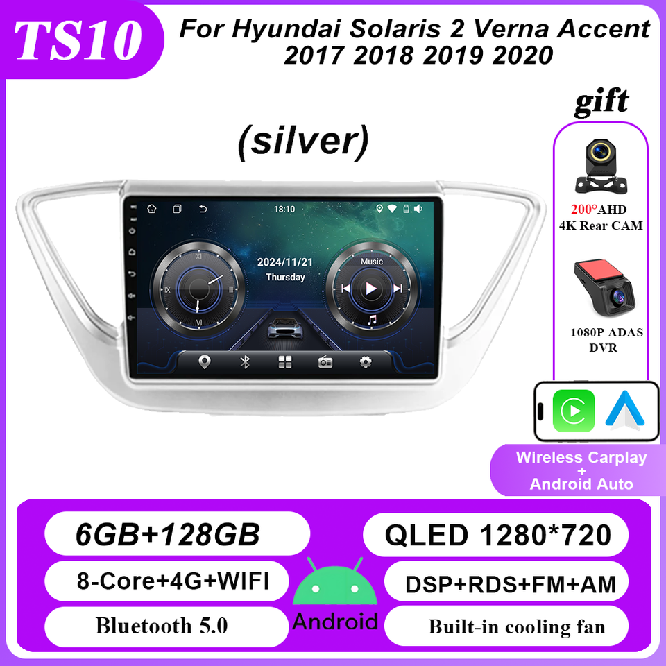 

Android Carplay для Hyundai Solaris 2 Verna Accent 2017 2018 2019 2020 авто радио стерео GPS навигация мультимедийный плеер 2Din