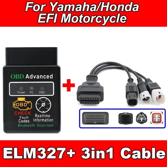 

ELM327 V1.5 Bluetooth Android для мотоцикла Yamaha EFI мотоцикл для Honda 3pin 3 + 4 + 6pin к 16pin OBD2 кабель ELM 327 неисправность