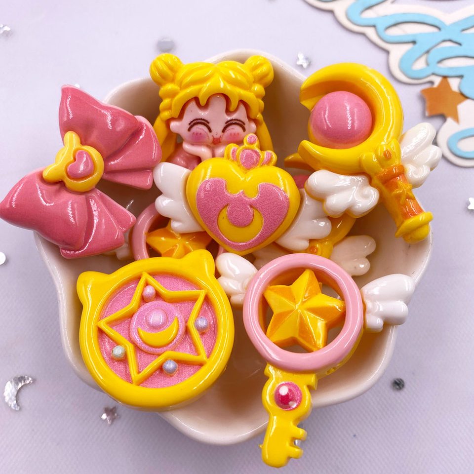 

Окрашенная смола Kawaii, красочная фея, волшебная палочка, фигурка девушки, плоская задняя часть, камень, альбом для вырезок, 6 шт., DIY ювелирные изделия, декор, аксессуары, поделки