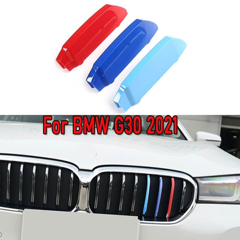 

ZEMAR 3 шт. ABS для 2021 2020 2019 2018 BMW G30 5 серии 2022 гоночная решетка автомобиля, накладка, зажим M Power Performance, аксессуары