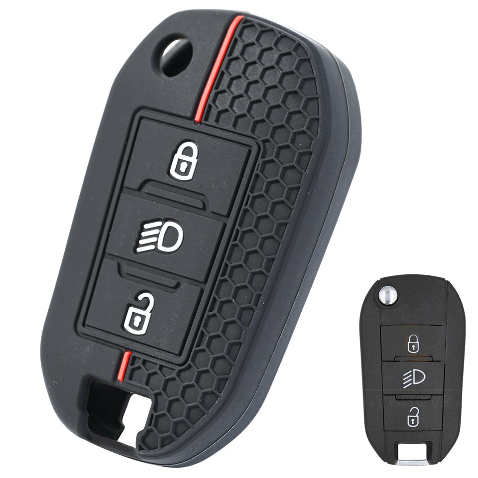 

Для Peugeot 3008 308 208 508 5008 Citroen C6 2022 Умный силиконовый автомобильный брелок с дистанционным управлением, кольцо-держатель, чехол с 3 кнопками