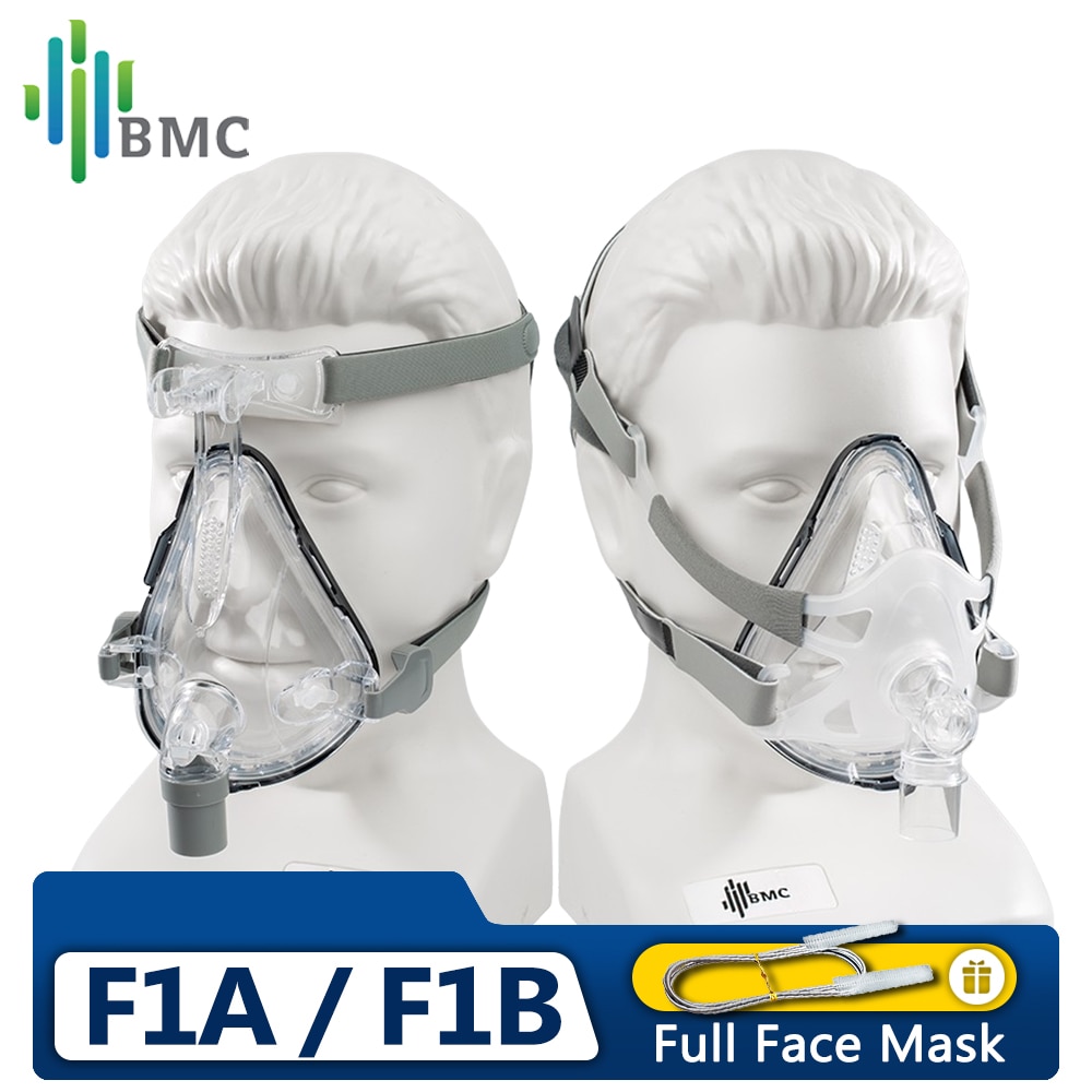 

BMC Original F1A/F1B Полнолицевая маска CPAP с оголовьем для аппаратов CPAP/BiPAP, Маска от апноэ с щеткой для очистки (Высокое качество)