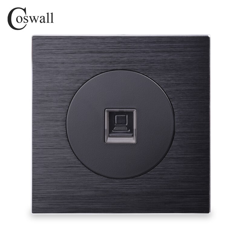 

Сетевая розетка Coswall CAT5E RJ45, алюминиевая матовая панель, компьютерная розетка для передачи данных, черная/Серебристая серия R12