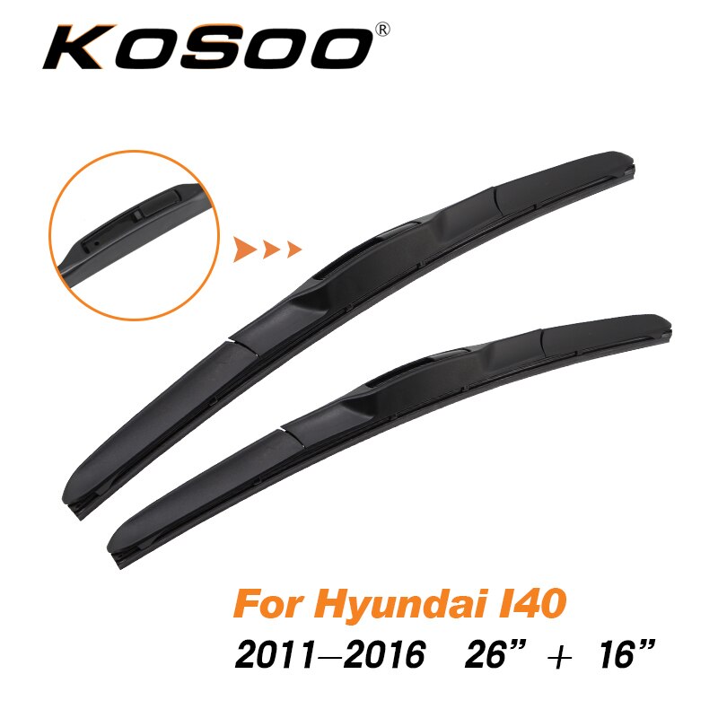 

Щетки стеклоочистителя KOSOO для Hyundai i40, 26 дюймов + 16 дюймов, 2011, 2012, 2013, 2014, 2015, 2016, подходят для чистки лобового стекла