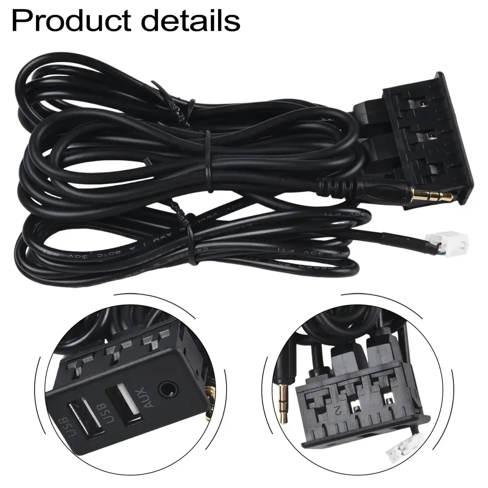 

Автомобильная двойная розетка USB + AUX, автомобильное крепление на приборную панель, USB AUX порт, удлинитель интерфейса панели, кабель-адаптер 145 см, автомобильные аксессуары