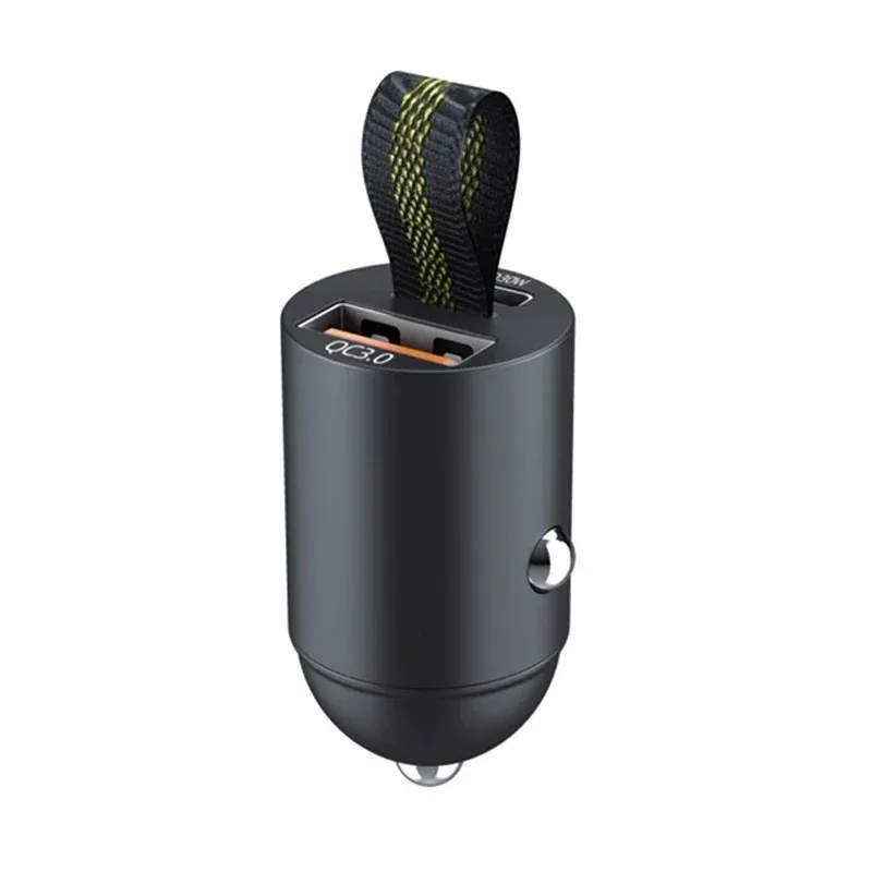 

200 Вт мини-скрытое автомобильное зарядное устройство Type-C USB с двумя портами, быстрая зарядка, зарядное устройство для мобильного телефона, автомобильный адаптер прикуривателя