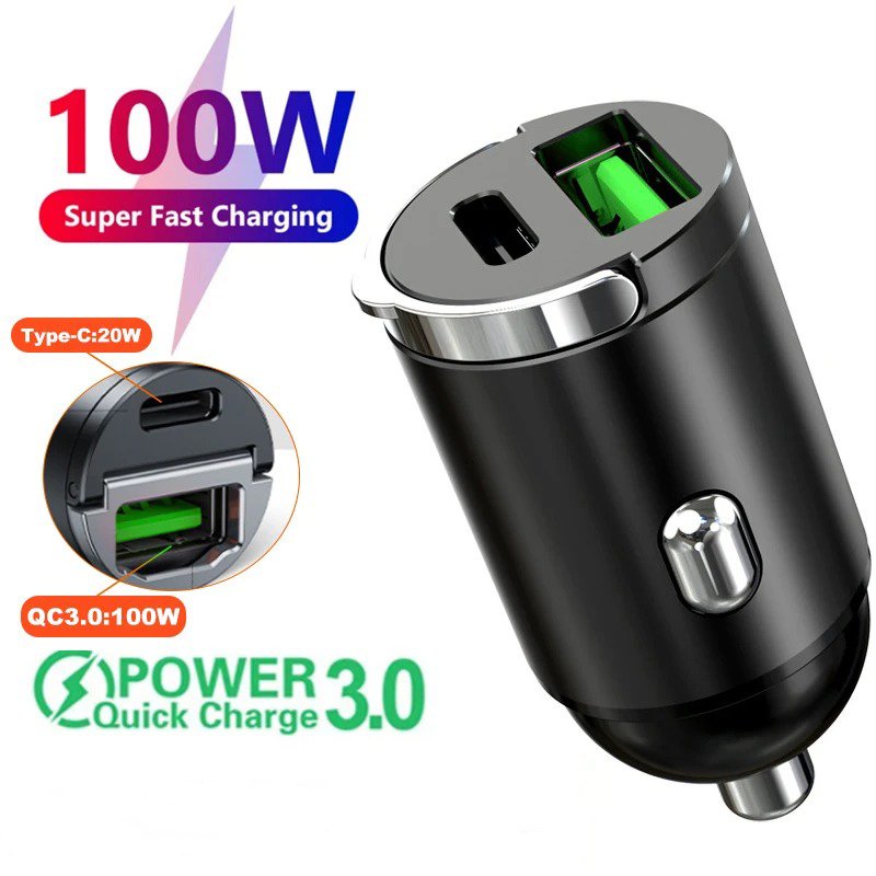 

Мини-автомобильное Зарядное Устройство 100 Вт/200 Вт USB/QC3.0 PD 12-24 В