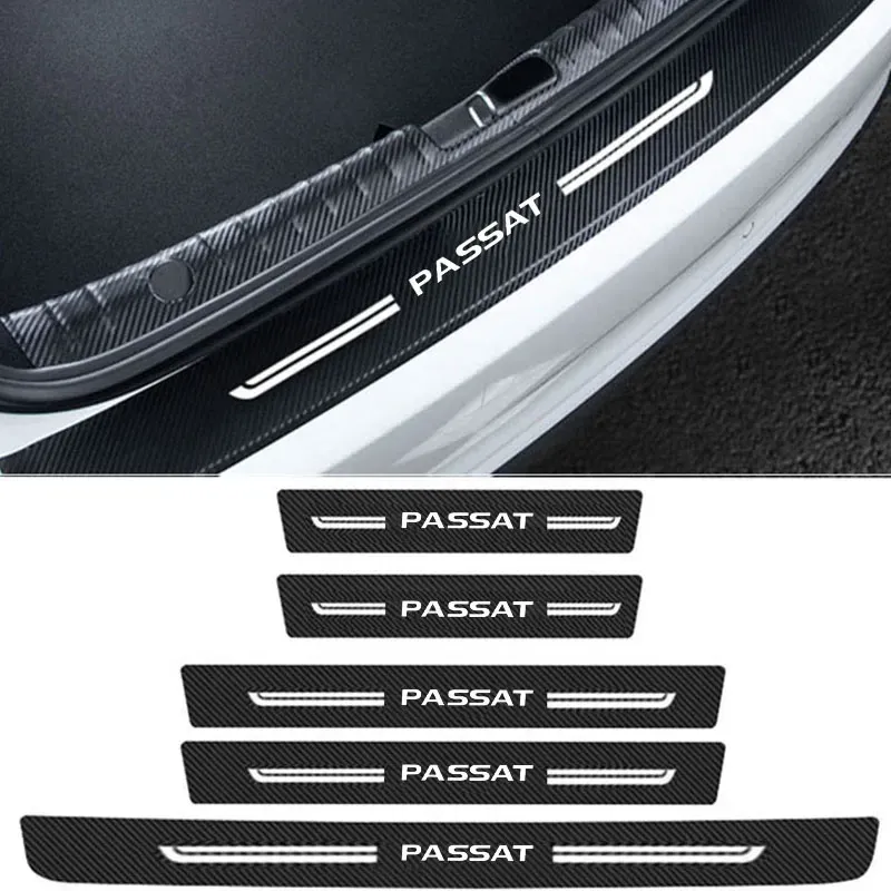 

Наклейки на порог на педали автомобиля для Volkswagen VW PASSAT B5 B6 B7 B8, бампер багажника, защита от царапин, наклейки